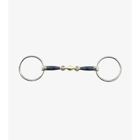 Blue Sweet Iron Loose Ring Snaffle with Brass Alloy Lozenge