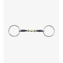Load image into Gallery viewer, Blue Sweet Iron Loose Ring Snaffle with Brass Alloy Lozenge