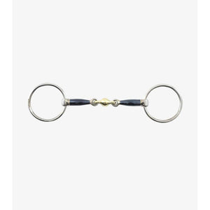 Blue Sweet Iron Loose Ring Snaffle with Brass Alloy Lozenge