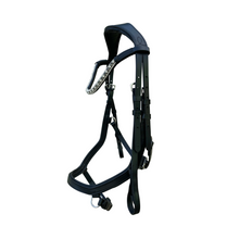 Load image into Gallery viewer, Azure Anatomic Italian Leather Bridle - Black (Euro Version)