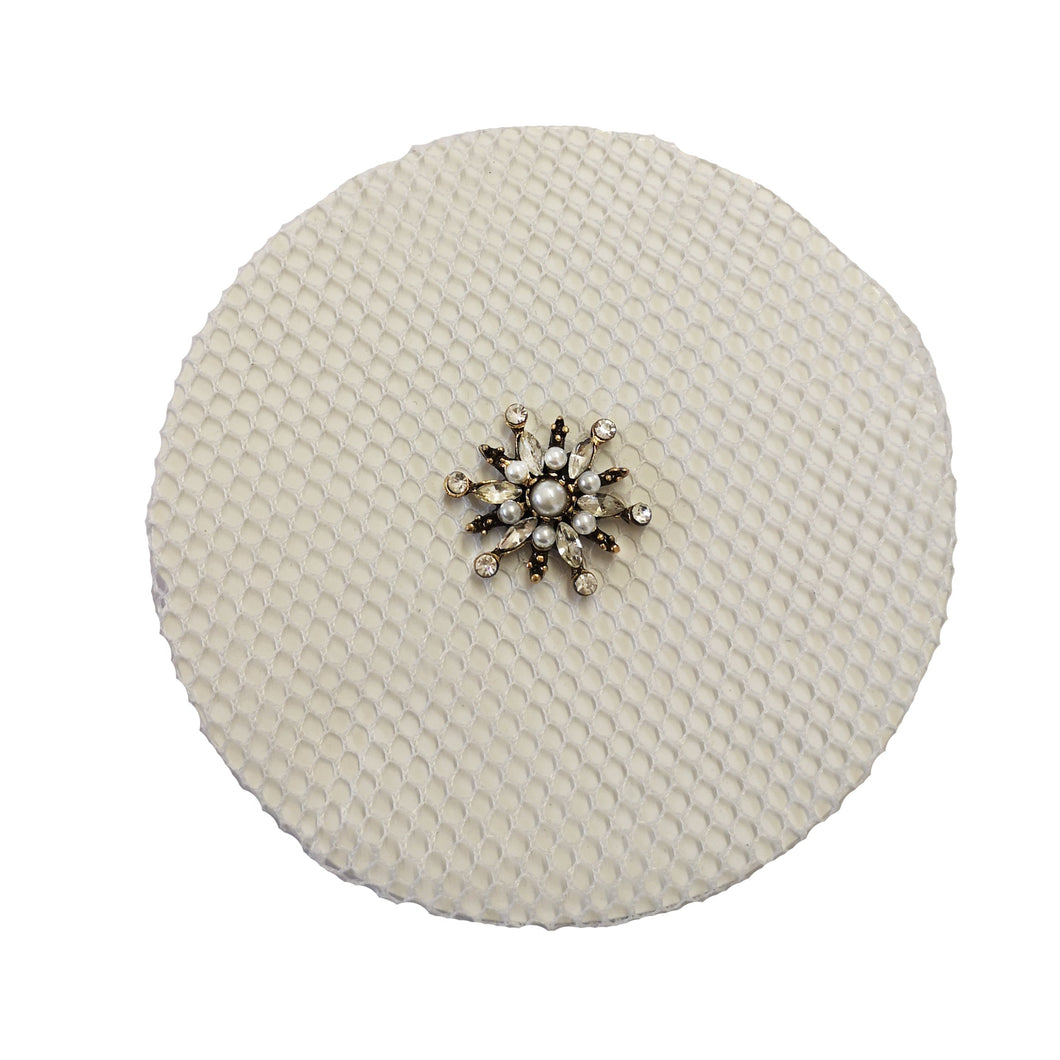 Hair Bun Net with Diamanté Floret