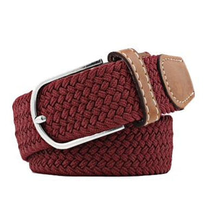 Wine Red Elastic Braided Belt