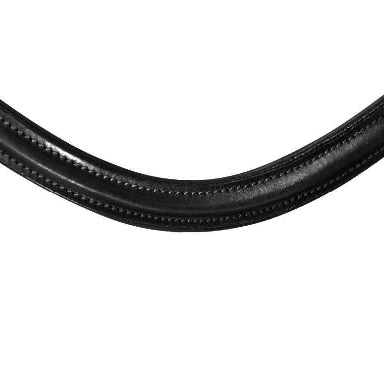 Classic Curved Leather Browband (Black Stitching) - (Black Leather)