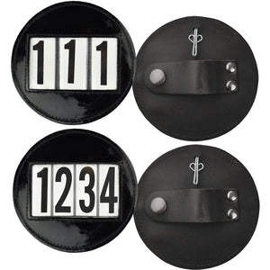 Round Patent Leather Bridle Number Holders (Pair)
